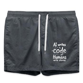 L’IA écrit du code - les gens écrivent des histoires - Short de bain - charbon - Devant - AI Model Male 185 light (185cm)
