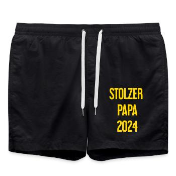 Proud Dad 2024 – for new fathers - Swim Trunks - black - Front - AI Model Male 185 light (185cm)