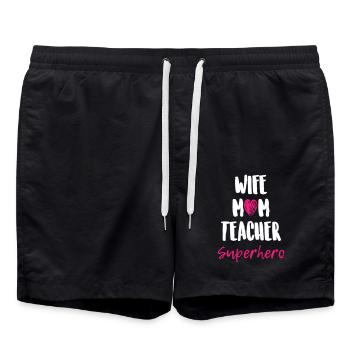 Épouse Maman Enseignant Super-héros - Short de bain - noir - Devant - AI Model Male 185 light (185cm)