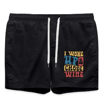 I Woke Up And Chose Wine Retro Style Humor - Swim Trunks - black - Front - AI Model Male 185 light (185cm)