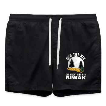 biwak bushcraft wildcamping survival adventure - Badeshorts - Schwarz - Vorne - AI Model Male 185 light (185cm)