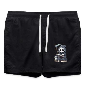 Grim Reaper Bookworm with Scythe - Swim Trunks - black - Front - AI Model Male 185 light (185cm)