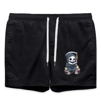 Grim Reaper Bookworm with Scythe - Swim Trunks - black - Front - AI Model Male 185 light (185cm)