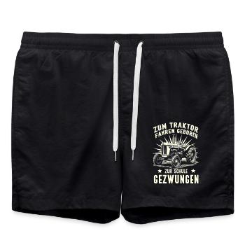 Zum Traktor Fahren Geboren Bauer Witzigen Sprüchen - Badeshorts - Schwarz - Vorne - AI Model Male 185 light (185cm)