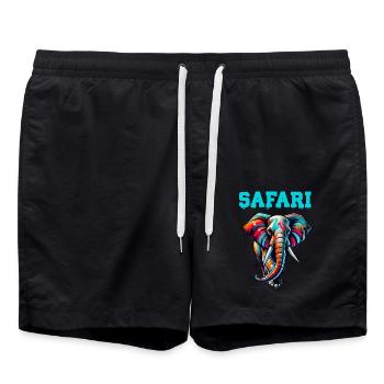 Safari à dos d’éléphant - Short de bain - noir - Devant - AI Model Male 185 light (185cm)