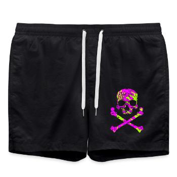 Crâne avec os - Short de bain - noir - Devant - AI Model Male 185 light (185cm)