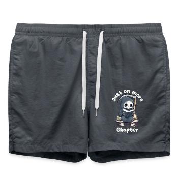 Cute Grim Reaper, Just One More Chapter Halloween - Swim Trunks - anthracite - Front - AI Model Male 185 light (185cm)