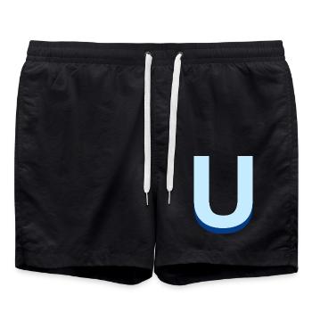Pop and modern blue u letter - Swim Trunks - black - Front - AI Model Male 185 light (185cm)