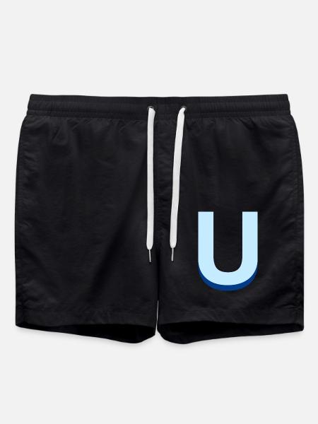 Pop und moderner blauer U-Buchstabe - Badeshorts - Schwarz