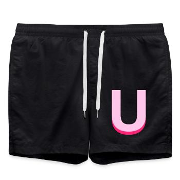 Pop and modern pink letter u - Swim Trunks - black - Front - AI Model Male 185 light (185cm)