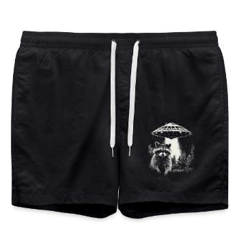 Funny Raccoon UFO - Swim Trunks - black - Front - AI Model Male 185 light (185cm)