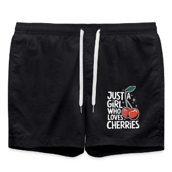 Cherries Cherries Fruits Food - Swim Trunks - black - Front - AI Model Male 185 light (185cm)