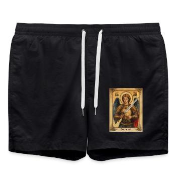 Deus lo vult Archange chrétien Michel - Short de bain - noir - Devant - AI Model Male 185 light (185cm)