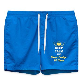 "Keep Calm and Check Fridge 10 Times" - Swim Trunks - cobalt blue - Front