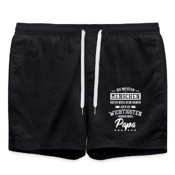 Papa Saying - Swim Trunks - black - Front - AI Model Male 185 light (185cm)