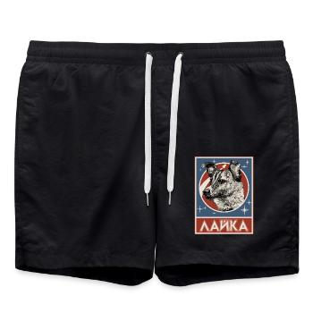 Sowjetischer Weltraumhund Laika - Badeshorts - Schwarz - Vorne - AI Model Male 185 light (185cm)