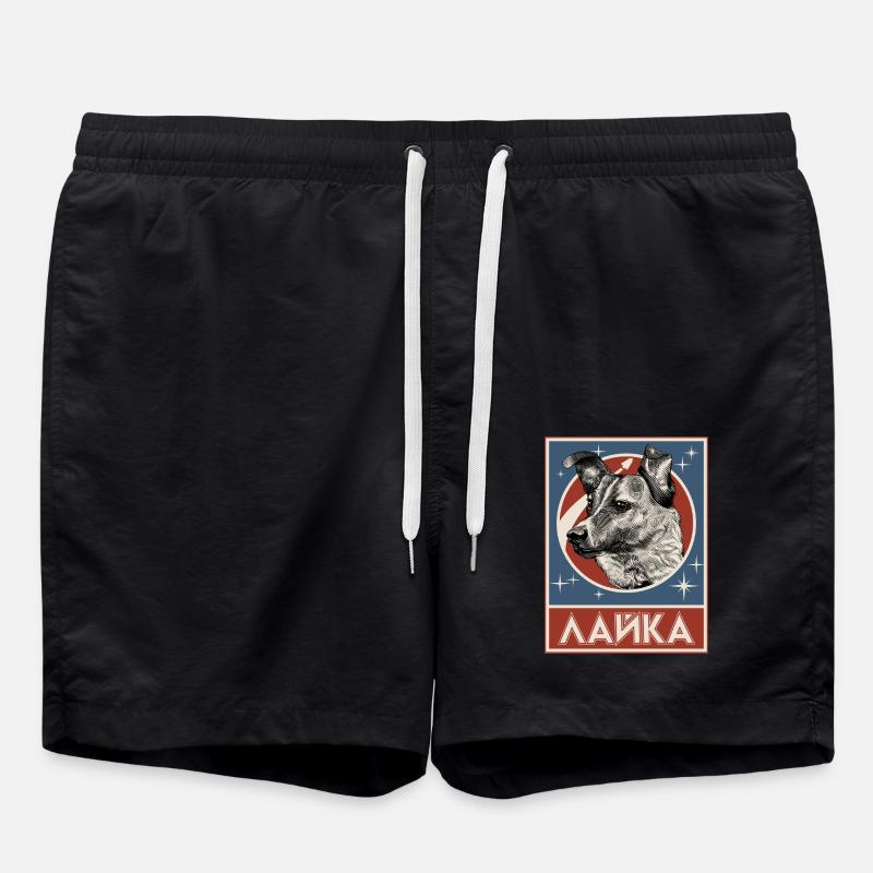Soviet Space Dog Laika - Swim Trunks - black
