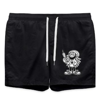Dreadlock Smoker - Stoned man - High & Happy - Badeshorts - Schwarz - Vorne - AI Model Male 185 light (185cm)