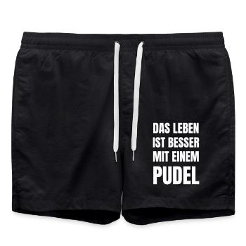 La vie est meilleure avec un caniche. - Short de bain - noir - Devant - AI Model Male 185 light (185cm)