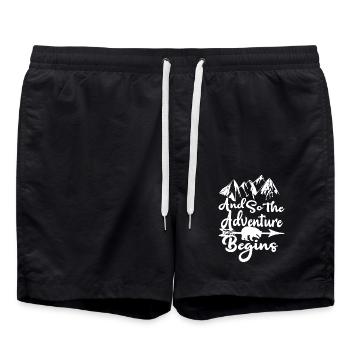 Camping And So The Adventure Begins - Swim Trunks - black - Front - AI Model Male 185 light (185cm)