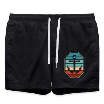 Ahoy ancre maritime mer mer lac marin disant - Short de bain - noir - Devant - AI Model Male 185 light (185cm)