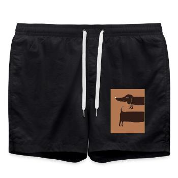 Chien teckel la nuit - Short de bain - noir - Devant - AI Model Male 185 light (185cm)
