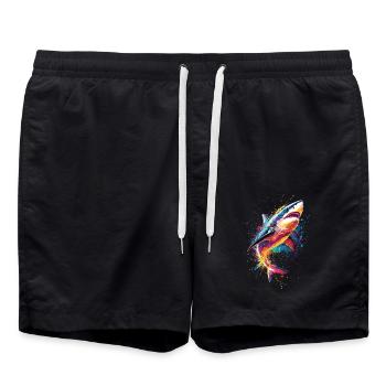 Shark Pop Art Colorful Color - Swim Trunks - black - Front - AI Model Male 185 light (185cm)
