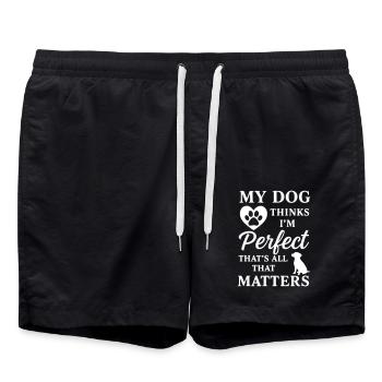My Dog Thinks I ́m Perfect- That's All That Matters - Swim Trunks - black - Front - AI Model Male 185 light (185cm)