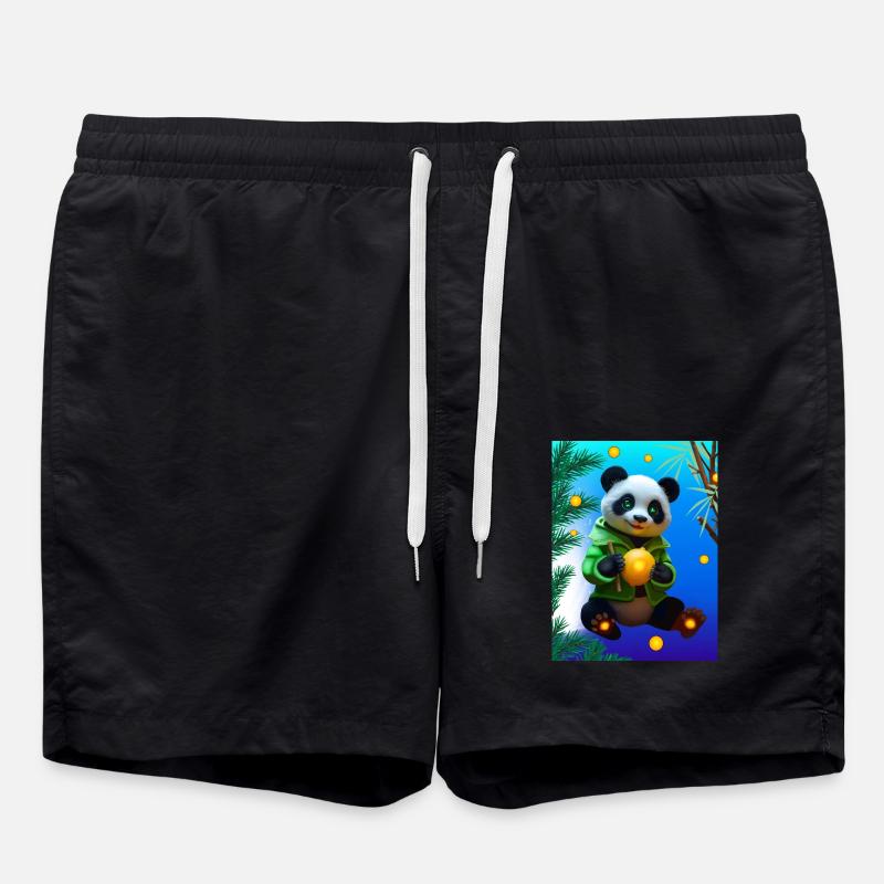 Cyber Zitrone Bambus Panda - Badeshorts - Schwarz