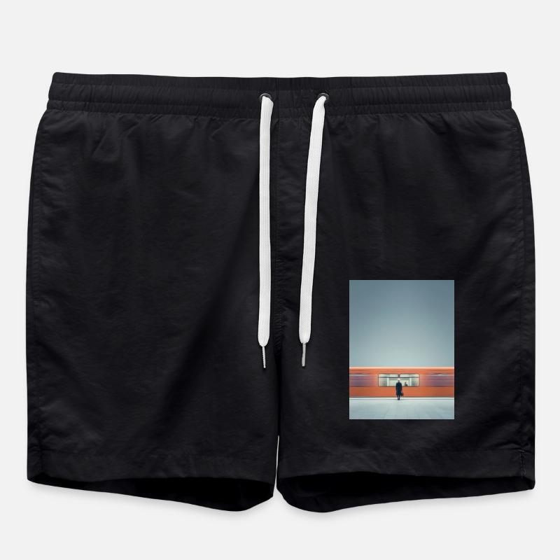 Minimalist Subway Moment - Swim Trunks - black