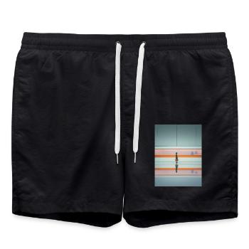 Elegant Woman Passing Subway - Swim Trunks - black - Front - AI Model Male 185 light (185cm)