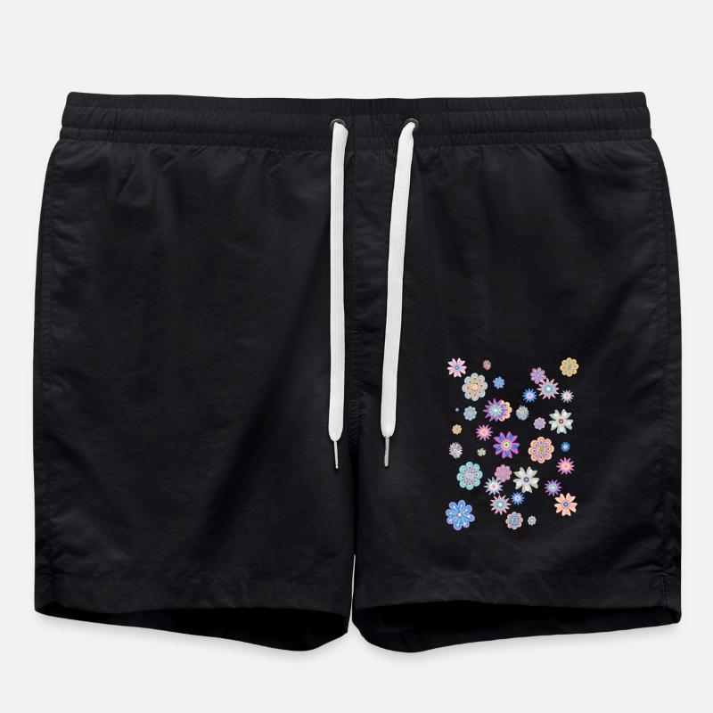 Flower Power Peace & Power Unisex - Swim Trunks - black