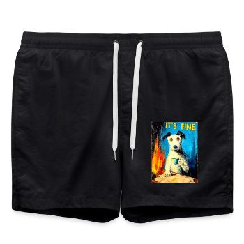 "Its Fine" by van Gogh - Badeshorts - Schwarz - Vorne - AI Model Male 185 light (185cm)