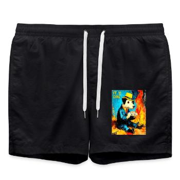 "Its still fine" by van Gogh - Badeshorts - Schwarz - Vorne - AI Model Male 185 light (185cm)