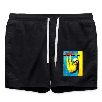 "Hang in there" by van Gogh - Badeshorts - Schwarz - Vorne - AI Model Male 185 light (185cm)