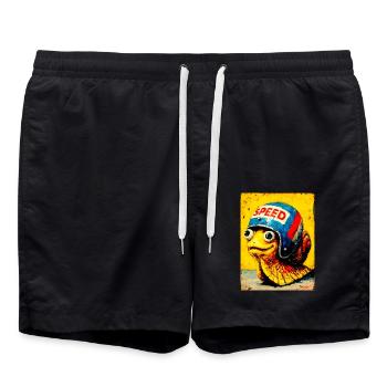 "Snail Race" by van Gogh - Swim Trunks - black - Front - AI Model Male 185 light (185cm)