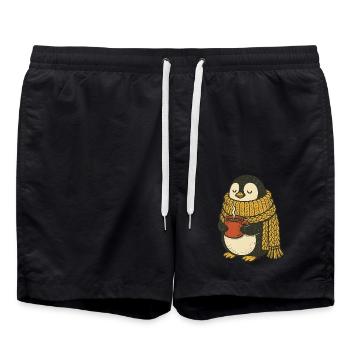Cozy Penguin Vibes - Swim Trunks - black - Front - AI Model Male 185 light (185cm)