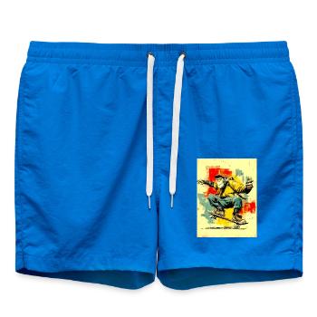 Cooler Affe auf Skateboard- modern, stylisch - Badeshorts - Cobalt blue - Vorne