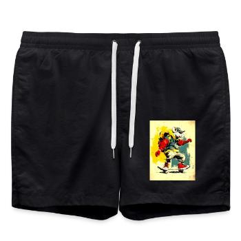 Cool mouse on skateboard - modern, stylish - Swim Trunks - black - Front - AI Model Male 185 light (185cm)