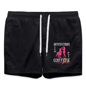 Authentique Coiffeuse Prénom Personnalisable - Short de bain - noir - Devant - AI Model Male 185 light (185cm)