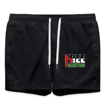 Free palestine - Short de bain - noir - Devant - AI Model Male 185 light (185cm)