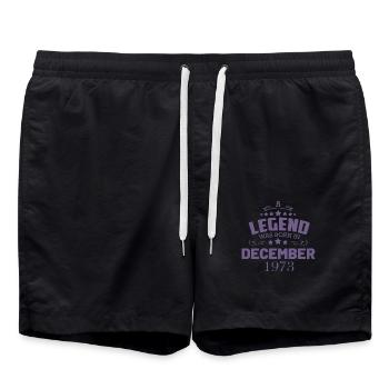 A legend was born in December 1973 - Swim Trunks - black - Front - AI Model Male 185 light (185cm)