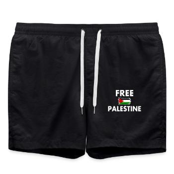 Free palestine - Short de bain - noir - Devant - AI Model Male 185 light (185cm)