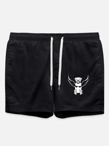 Rottweiler Angel Wing Silhouette - Swim Trunks - black