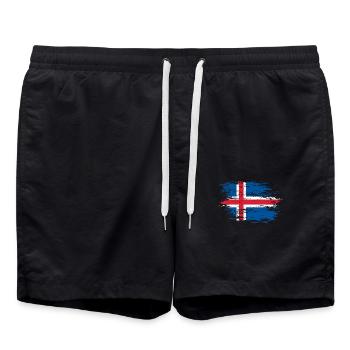 Island Flagge used - Badeshorts - Schwarz - Vorne - AI Model Male 185 light (185cm)