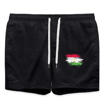 Tajikistan flag used - Swim Trunks - black - Front - AI Model Male 185 light (185cm)
