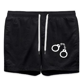 Menottes illustration vectorielle blanc - Short de bain - noir - Devant - AI Model Male 185 light (185cm)