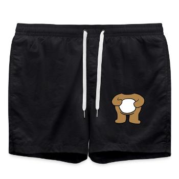 baer koerper ohne kopf stehender suesser kleiner t - Badeshorts - Schwarz - Vorne - AI Model Male 185 light (185cm)