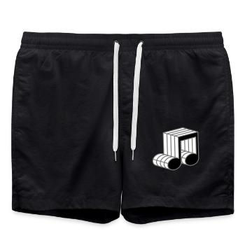 music note pattern symbol contour 3d characters party mu - Swim Trunks - black - Front - AI Model Male 185 light (185cm)
