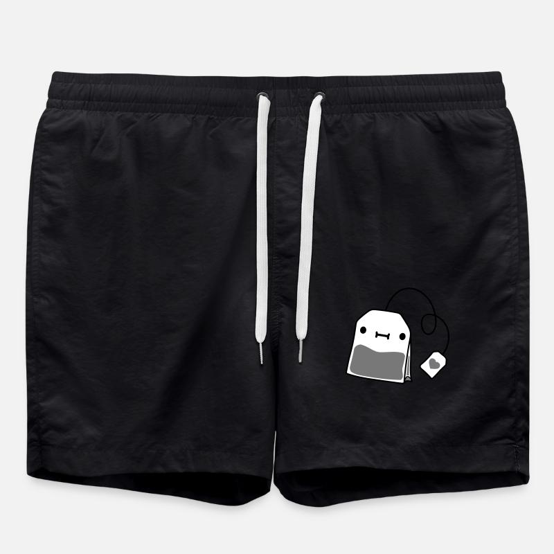 small teabag with face - Swim Trunks - black